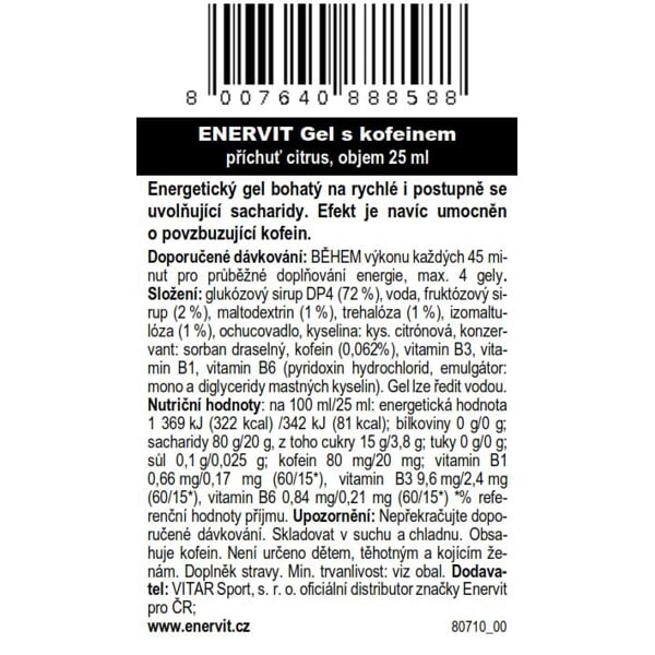 ENERVIT GEL S KOFEÍNOM 25 ML