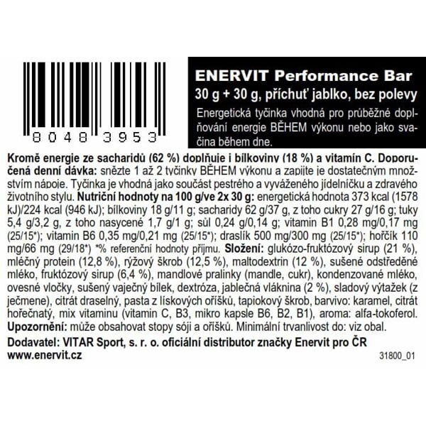 ENERVIT PERFORMANCE BAR JABLKO