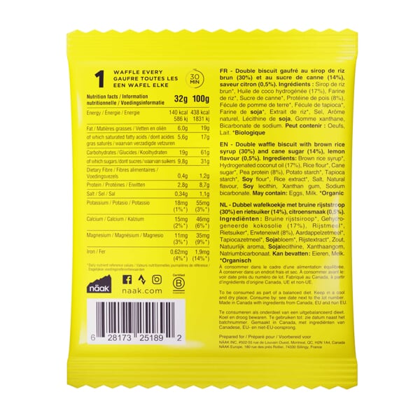 NÄAK ENERGY WAFFLE 30g LEMON